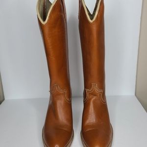 Acme Dingo Vintage Tan Leather Heeled Cowgirl Boots Size 6.5